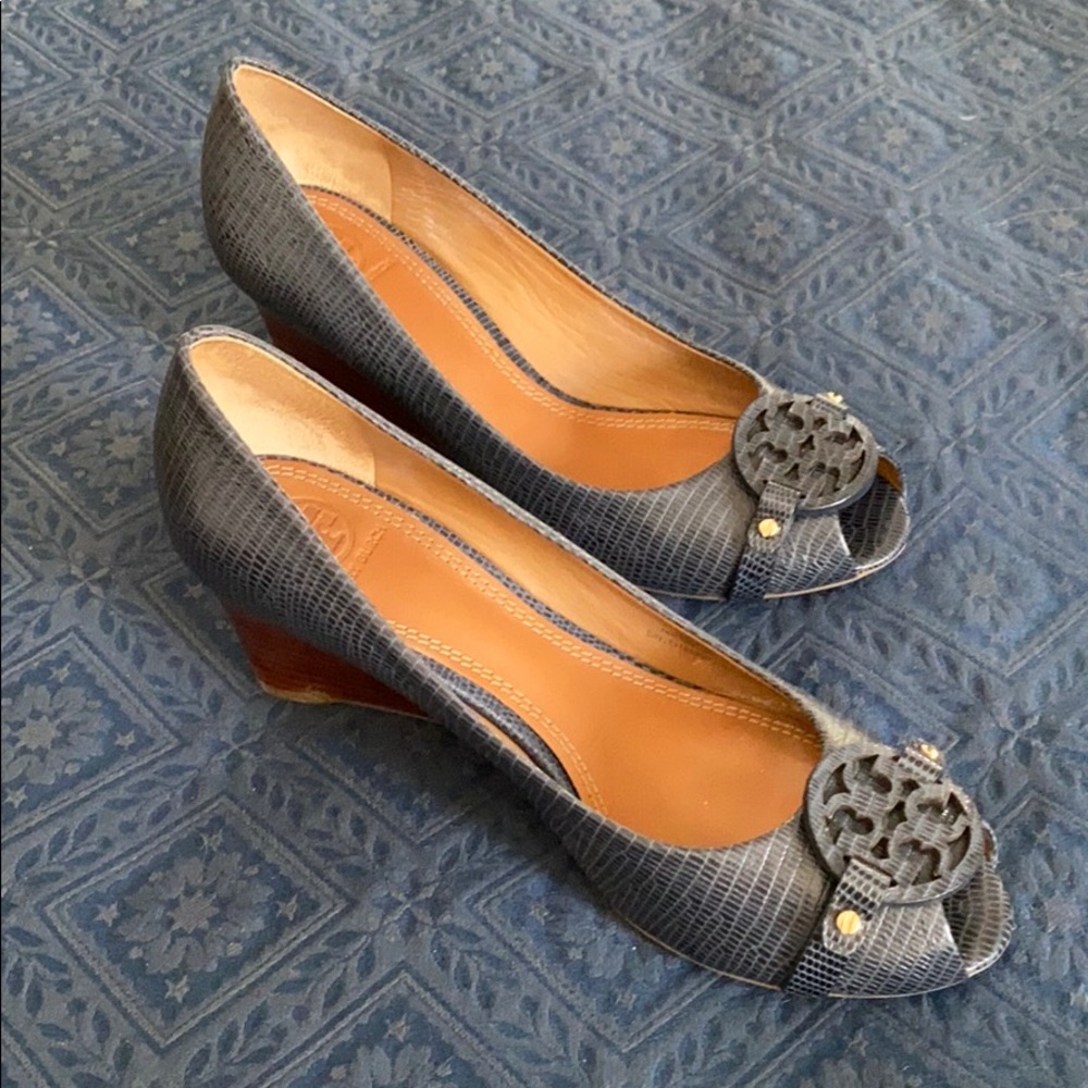 Tory Burch peep toe wedge